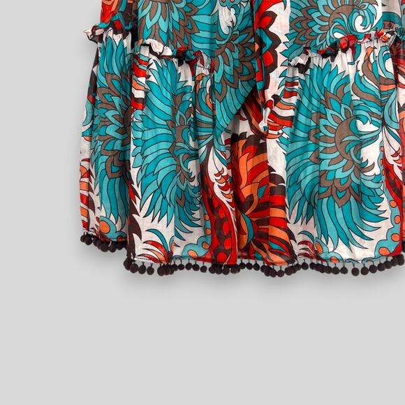 Milly New York Boho Floral Pom-Pom Trim Sundress Size 4 - Picture 4 of 8